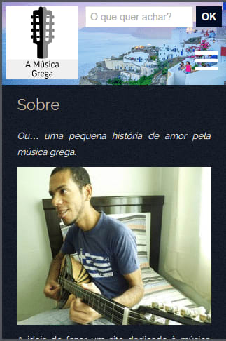 Visual responsivo do blog A Música Grega